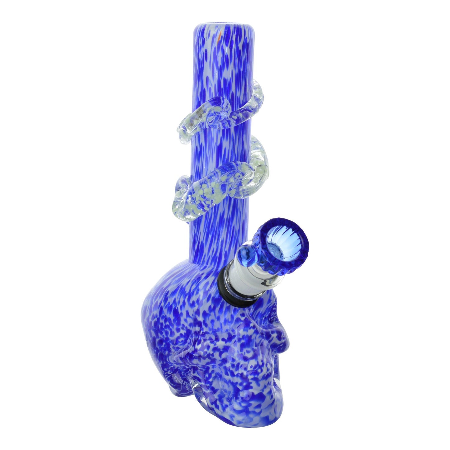 Small Dappled Skull Bong - 8in Blue