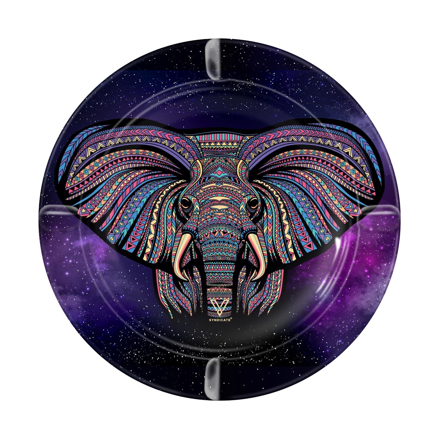 V Syndicate Elephant Round Metal Ashtray - 5.5in