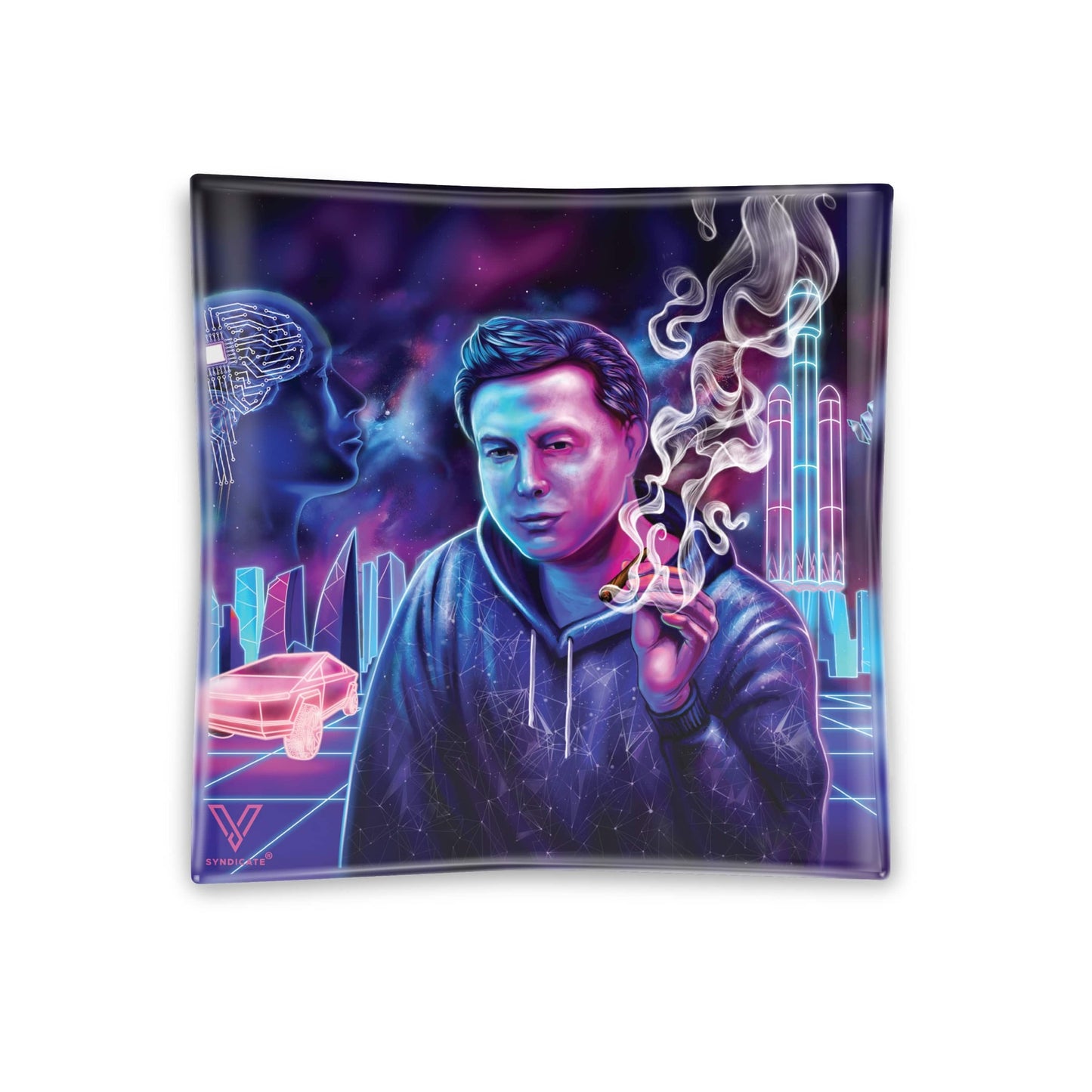 V Syndicate Space Xhale Square Glass Ashtray - 4.5in