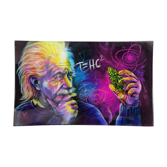 V Syndicate T=HC2 Einstein Shatter Resistant Glass Rolling Tray 10.5 Inches