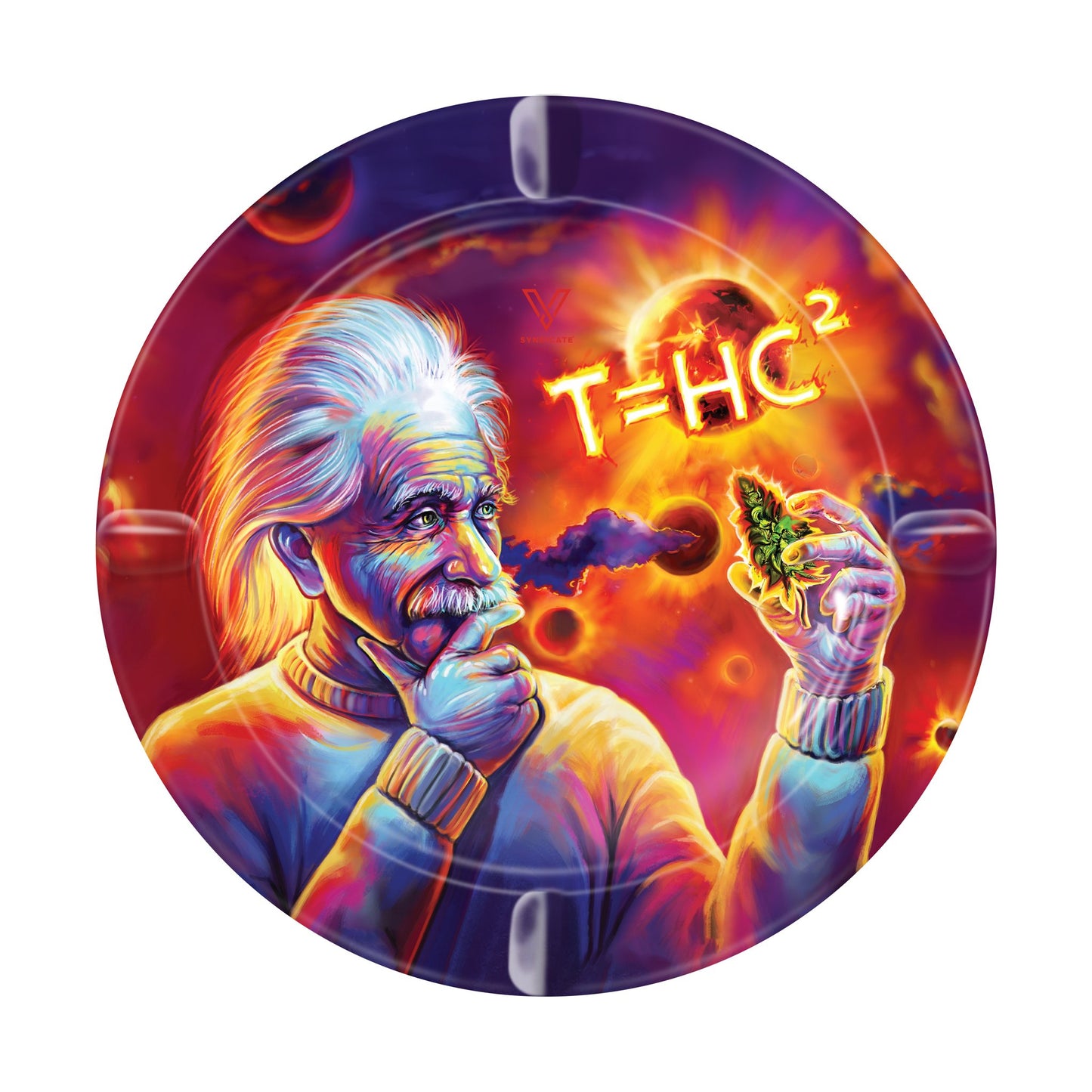 V Syndicate T=HC2 Einstein Solar Diesel Round Metal Ashtray - 5in