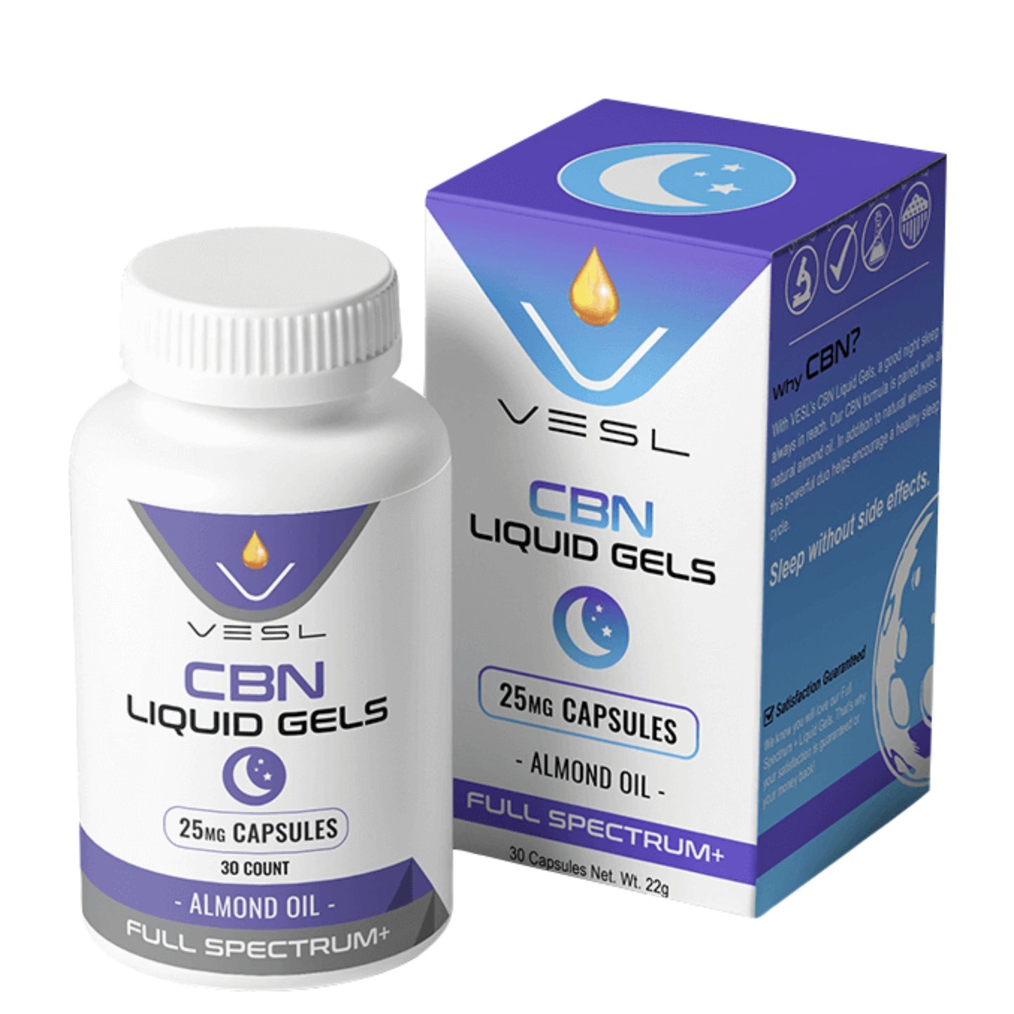 Vesl Oils CBN Capsules - 750mg 25mg / 30 / Almond oil