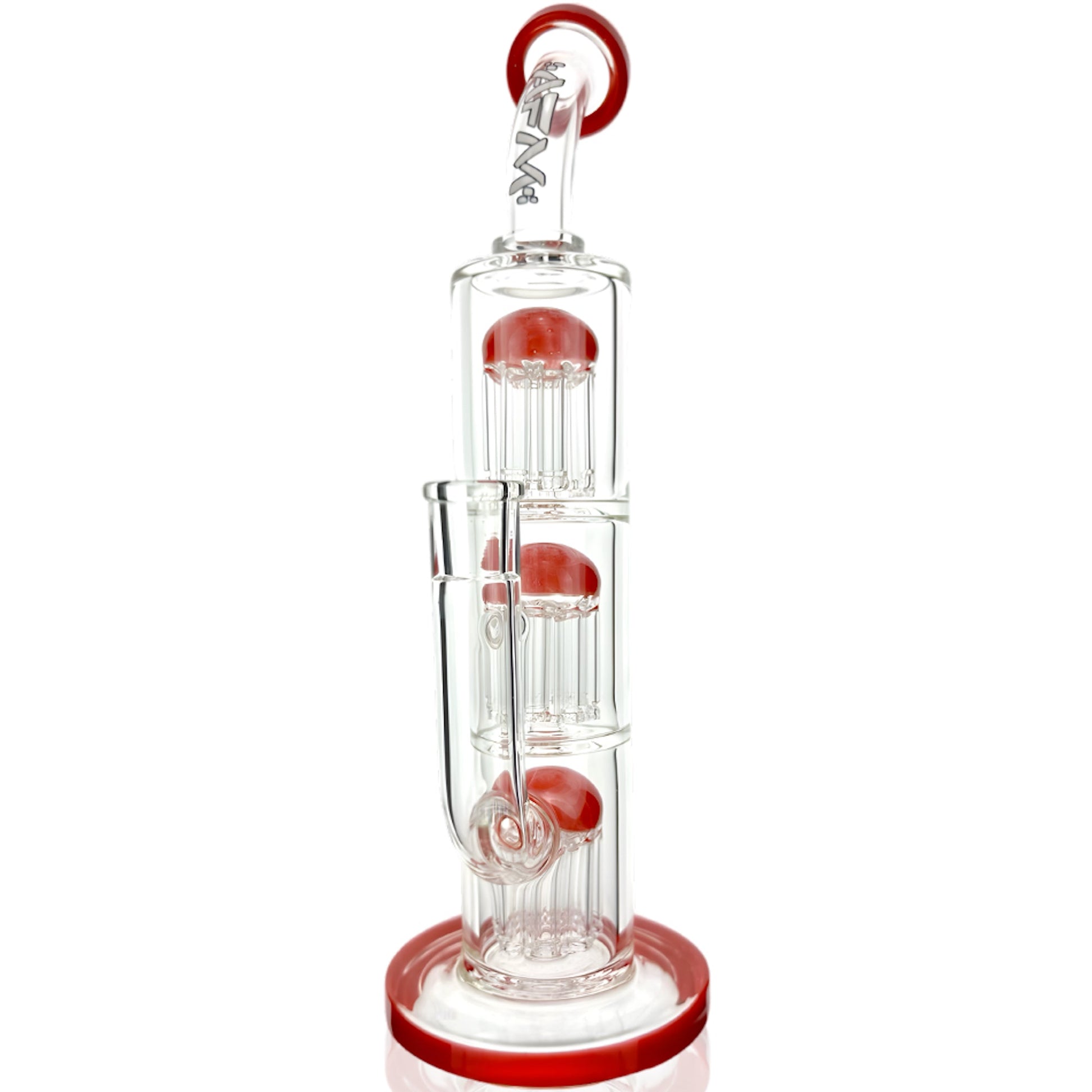 AFM Glass TX093 Three Tree Perc Bong - 12in Red