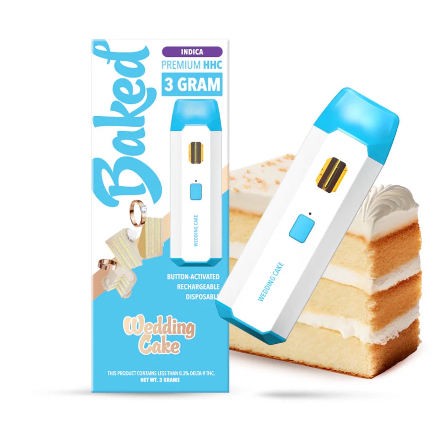 Baked HHC Vaporizer - 3000mg Wedding Cake (I)