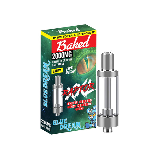 Baked RAPTOR THC-P/D8 Cartridge - 2000mg 1 / Blue Dream