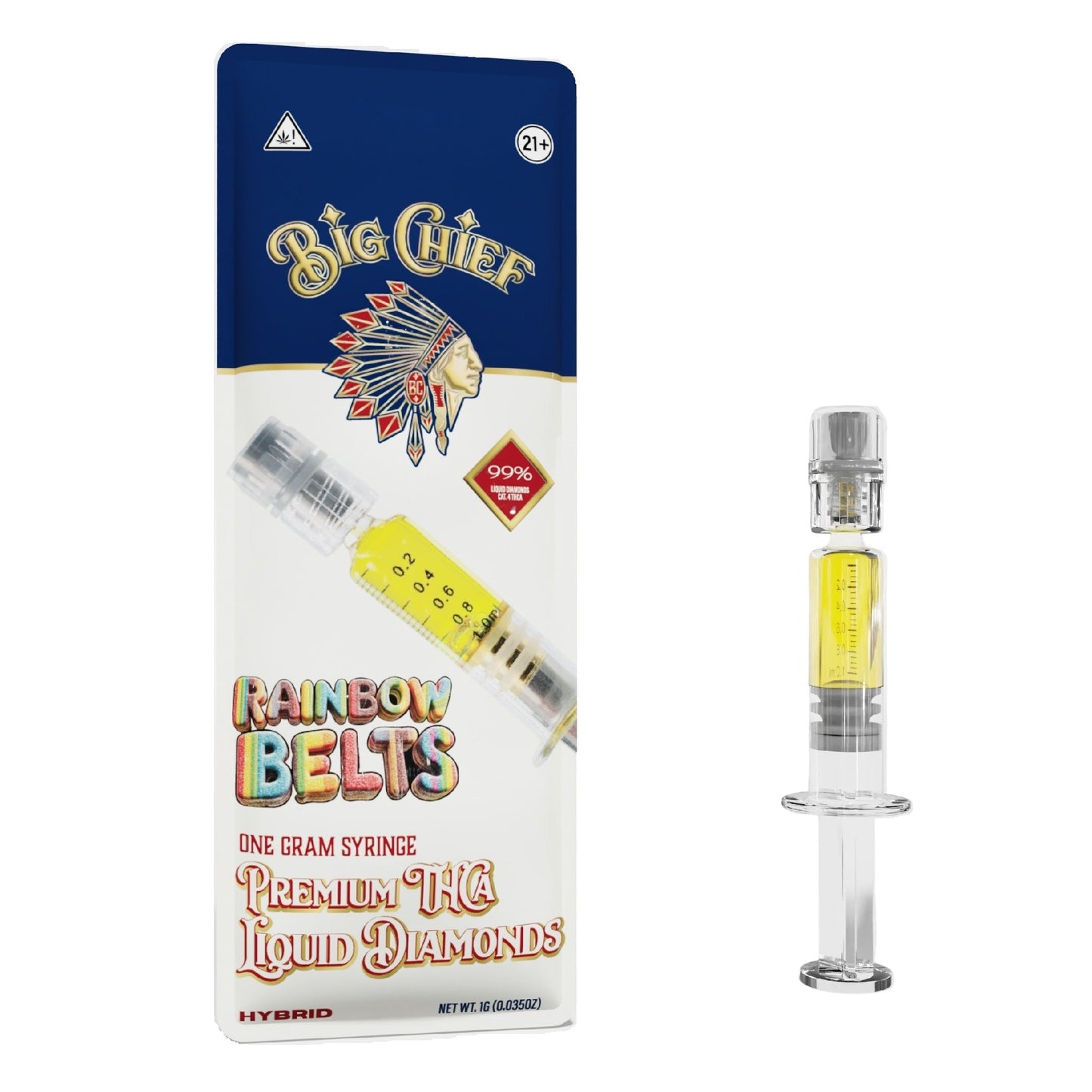 Big Chief 99% Liquid Diamonds THC-A Concentrate Syringe - 1g Rainbow Belts
