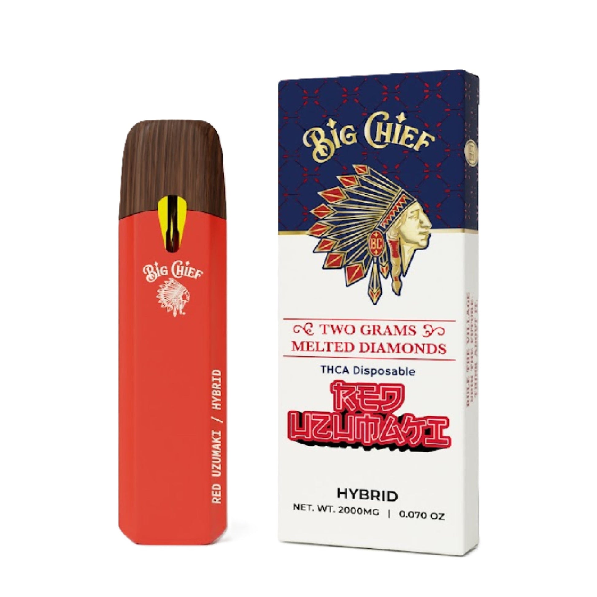 Big Chief Melted Diamonds THC-A Vaporizer - 2000mg Red Uzumaki (H)