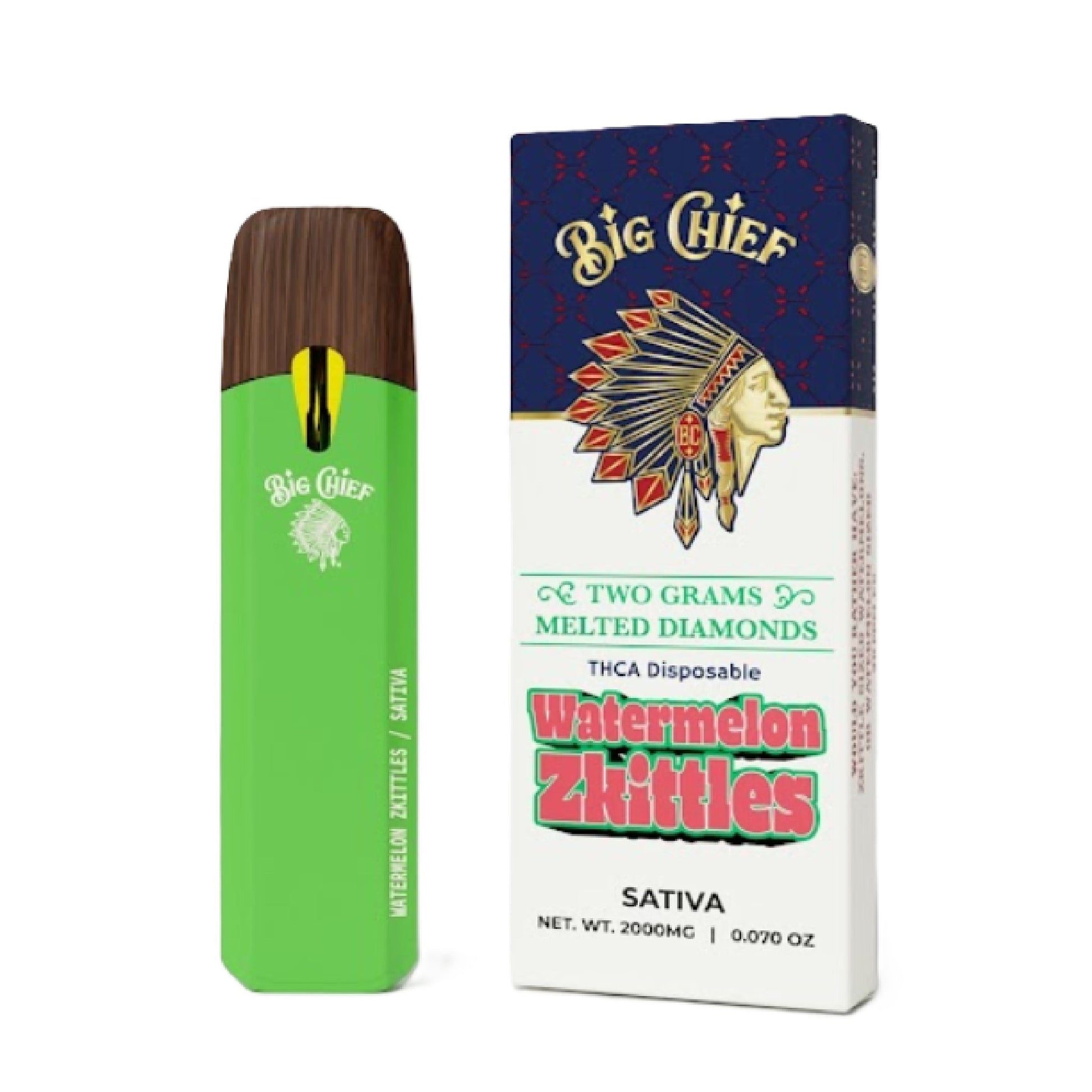 Big Chief Melted Diamonds THC-A Vaporizer - 2000mg Watermelon Skittlez (S)