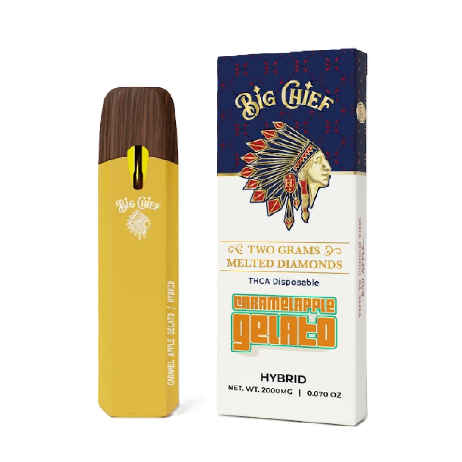 Big Chief Melted Diamonds THC-A Vaporizer - 2000mg Caramel Apple Gelato (H)