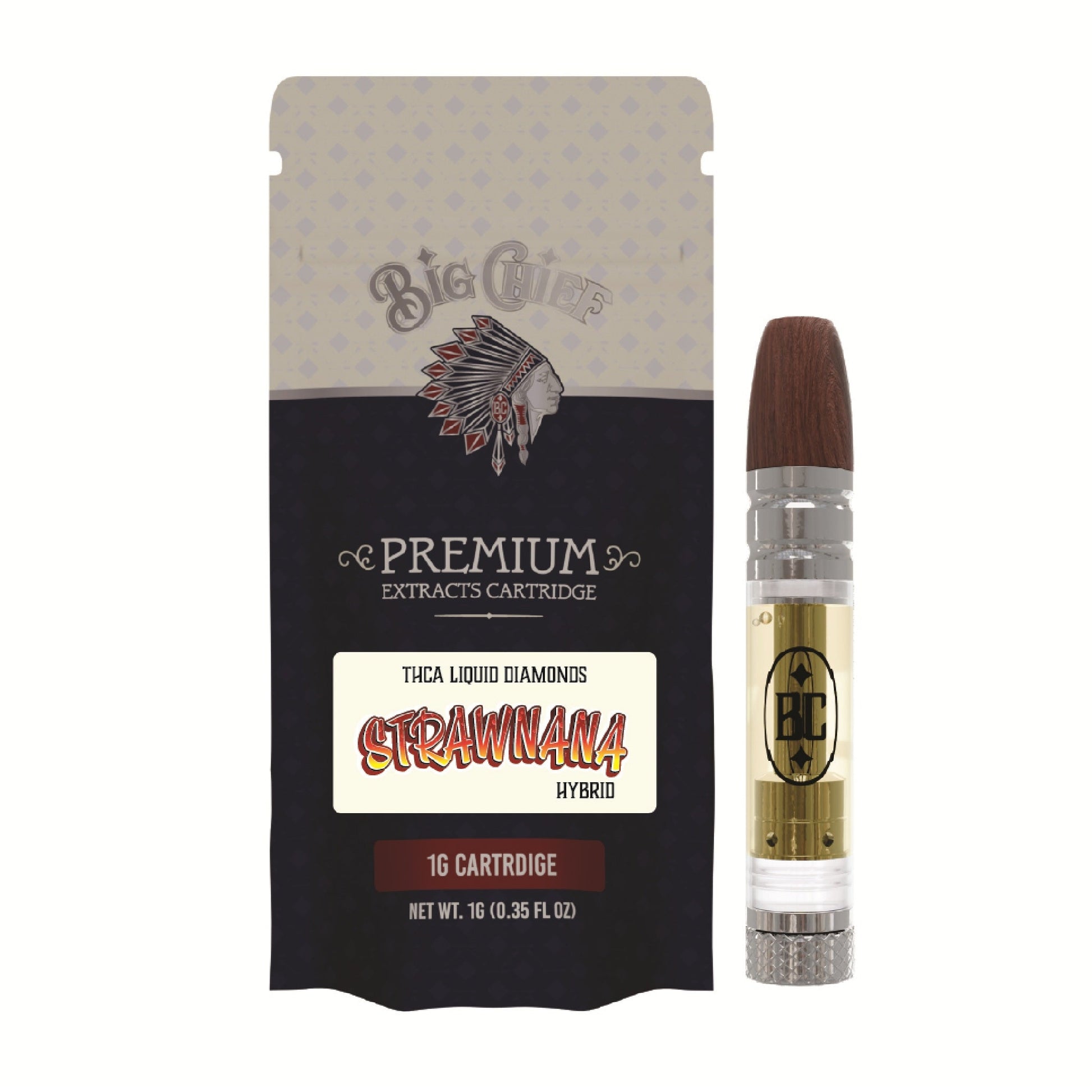 Big Chief Premium Extracts THC-A Cartridge - 1000mg Strawnana (H)