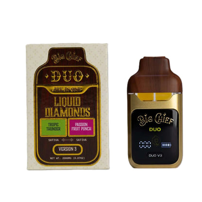 Big Chief THC-A Liquid Diamonds Duos Device- 2000mg Tropic Thunder (S) + Passionfruit Punch (S) / 1 Pack