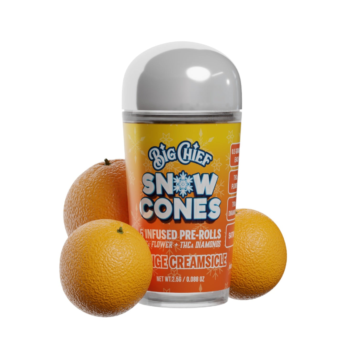 Big Chief THC-A Snow Cone Pre-rolls - 5ct Orange Creamsicle / 1 Pack