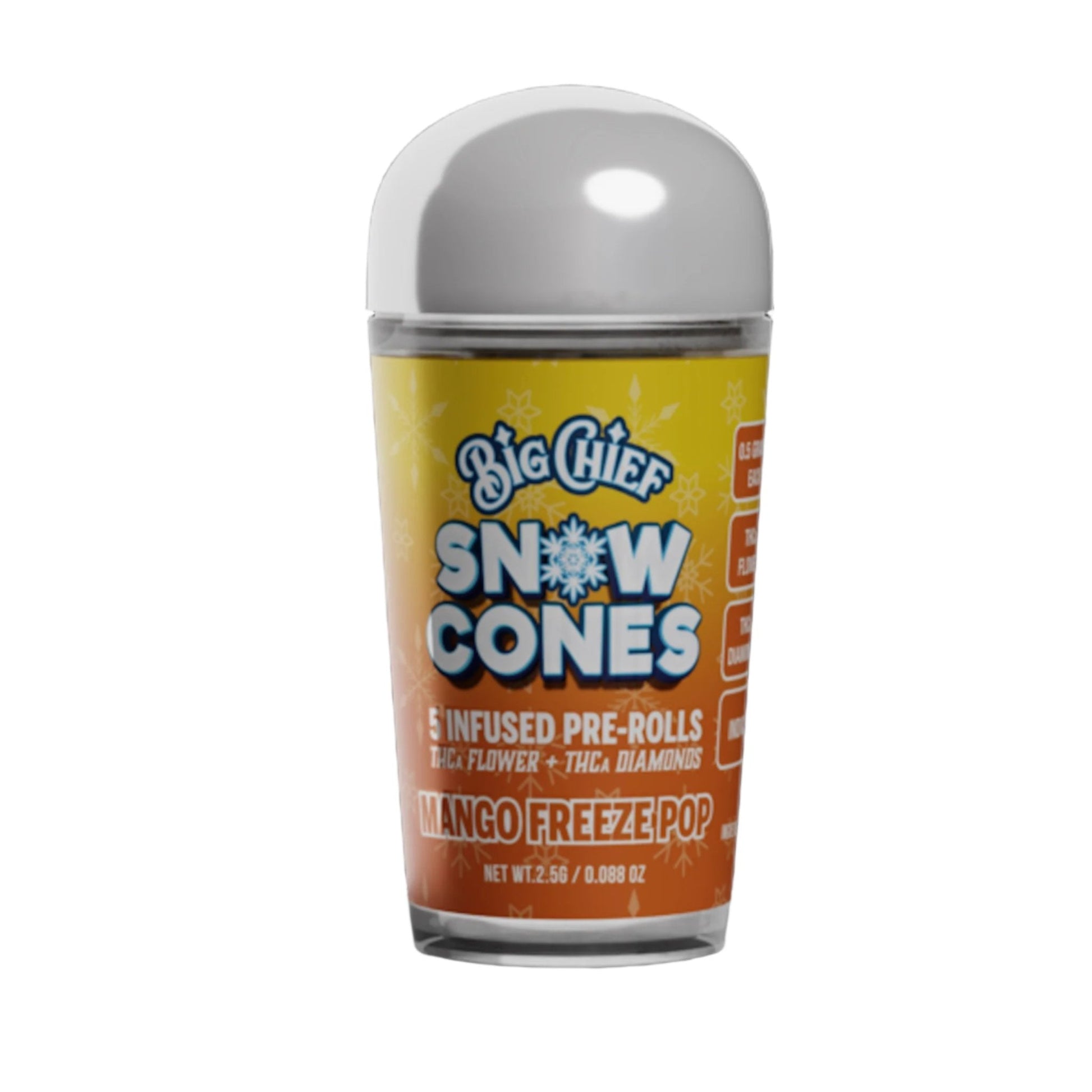 Big Chief THC-A Snow Cone Pre-rolls - 5ct Mango Freeze Pop / 1 Pack