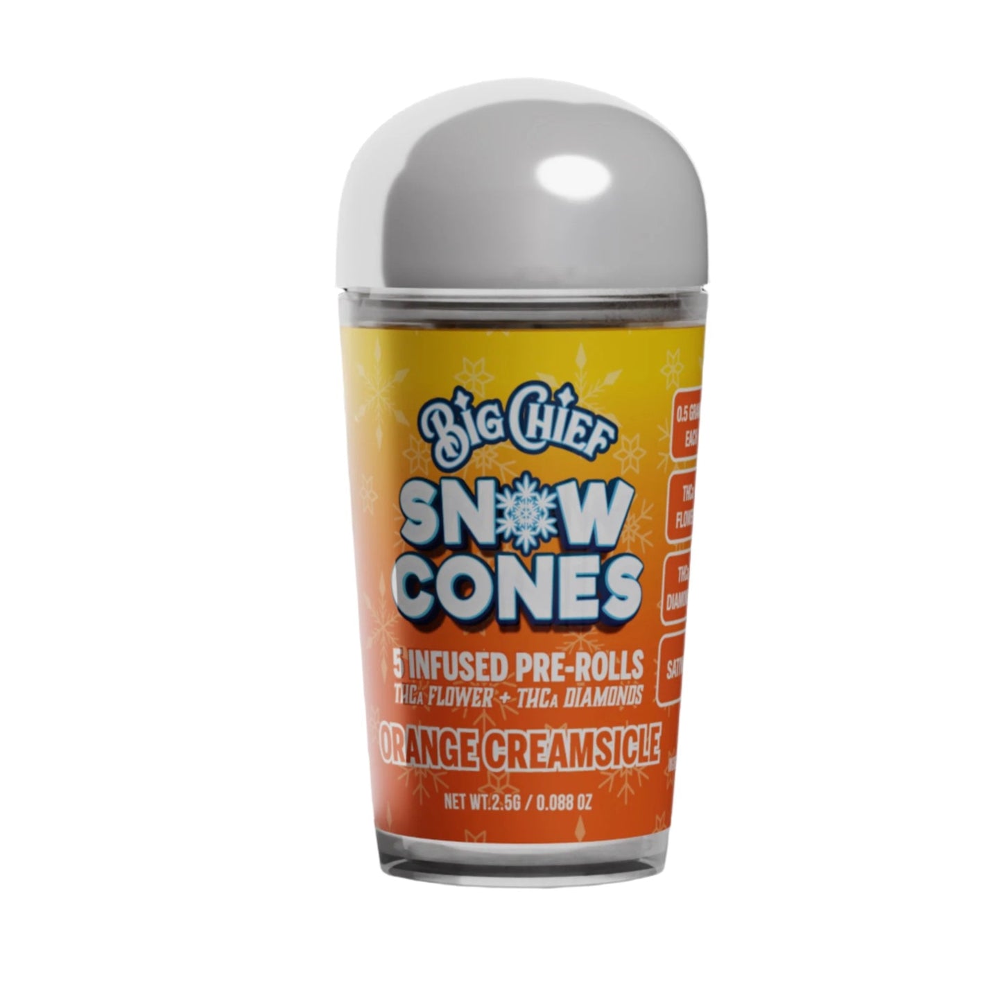 Big Chief THC-A Snow Cone Pre-rolls - 5ct Orange Creamsicle / 1 Pack