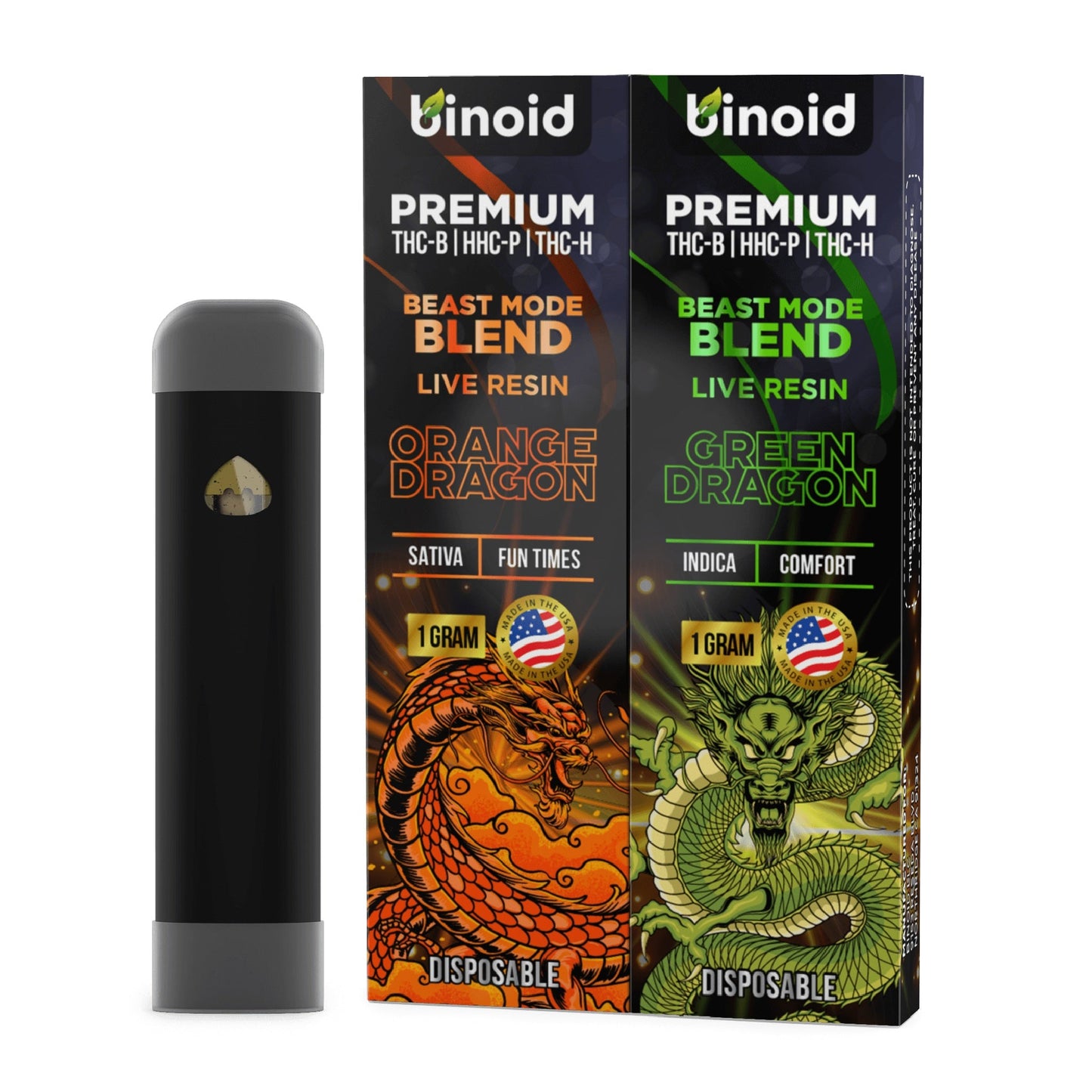 Binoid Beast Mode Blend Vaporizer - 2 Pack Orange & Green Dragon (S/I)