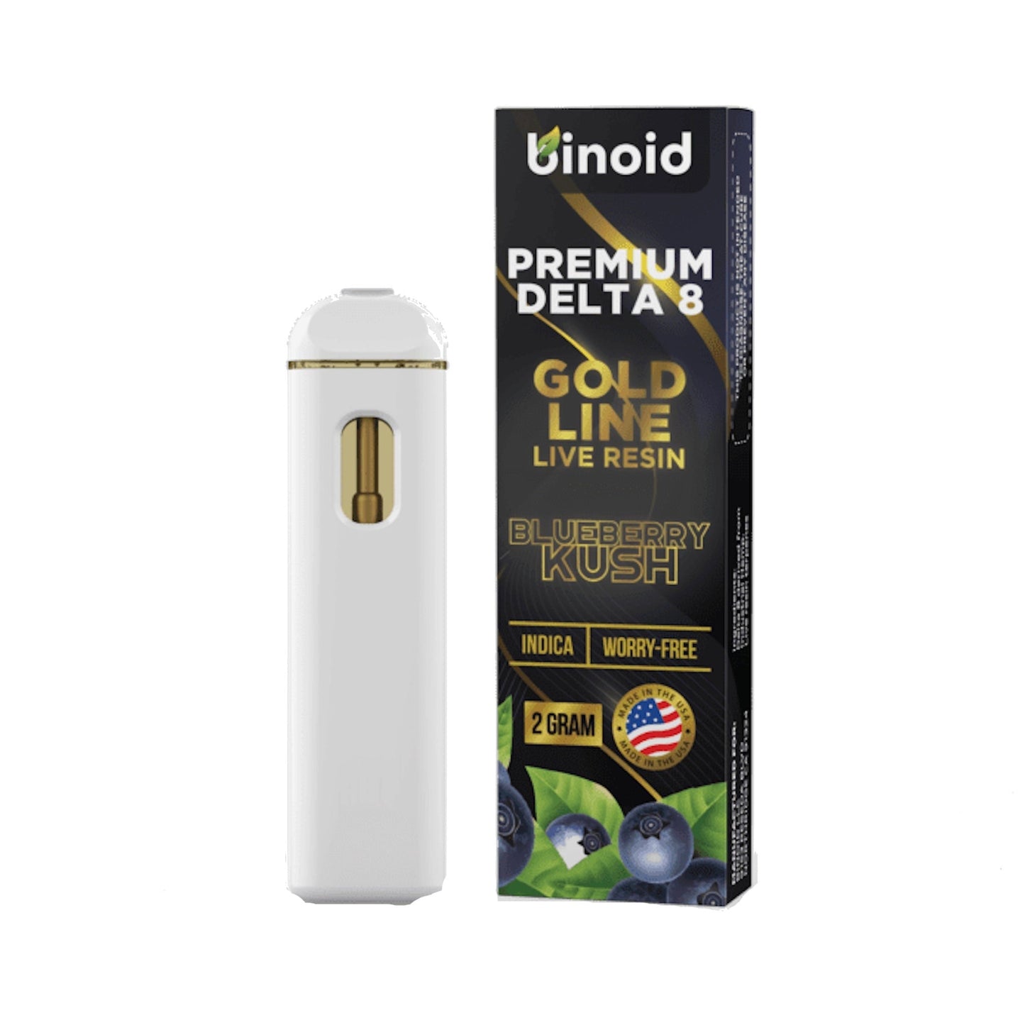 Binoid Live Resin Vaporizer - 2000mg Blueberry Kush (Delta 8)