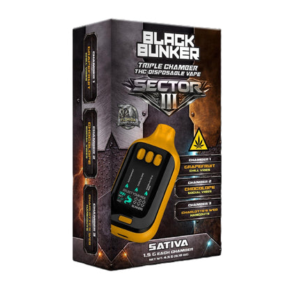 Black Bunker Sector III Triple Chamber Device - 4500mg Sativa (Grapefruit/Chocolope/Charlotte's Web)