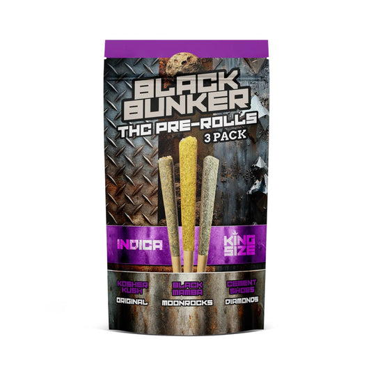 Black Bunker THC Doob Toob Pre-Rolls - 3ct (I) Kosher Kush, Black Mamba, Cement Shoes