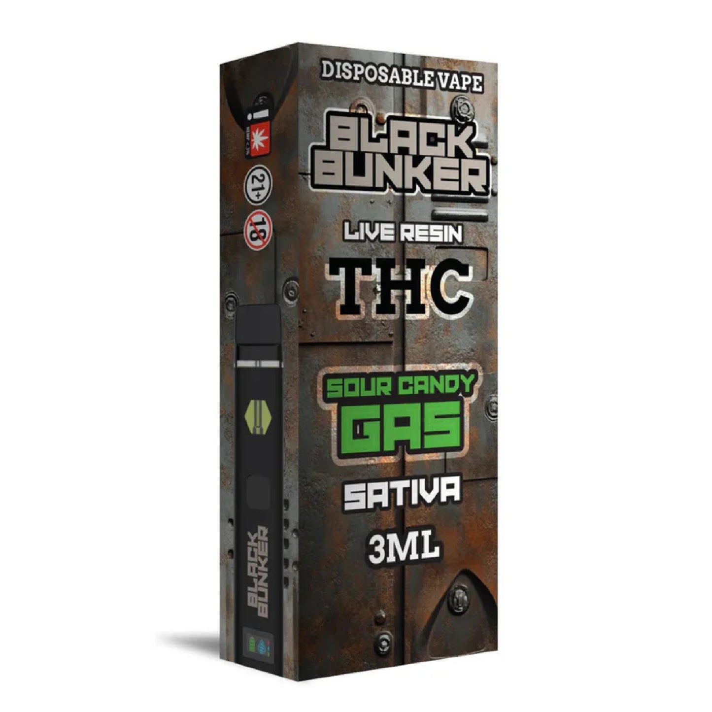 Black Bunker THC Live Resin Vaporizer - 3000mg Sour Candy Gas (S) / 1 Pack