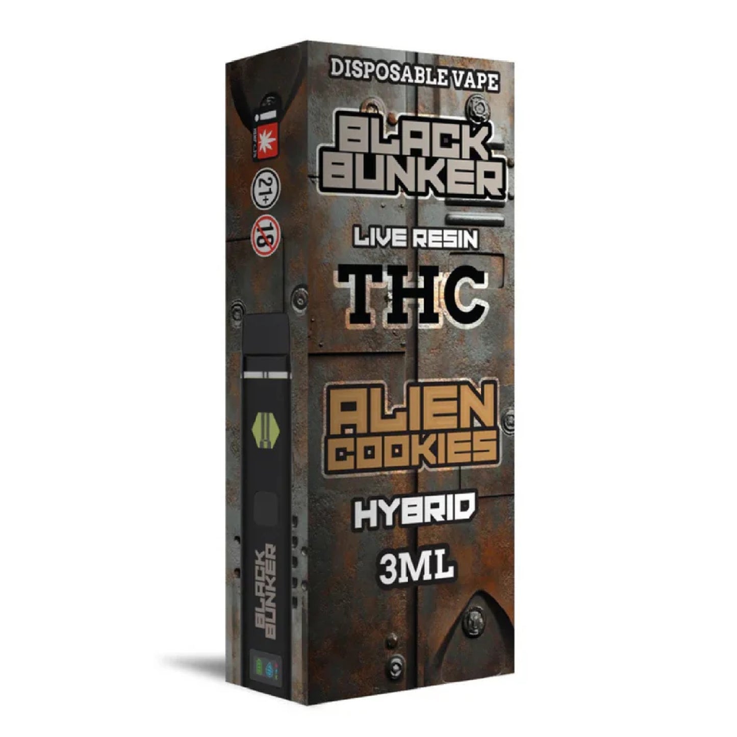 Black Bunker THC Live Resin Vaporizer - 3000mg Alien Cookies (H) / 1 Pack