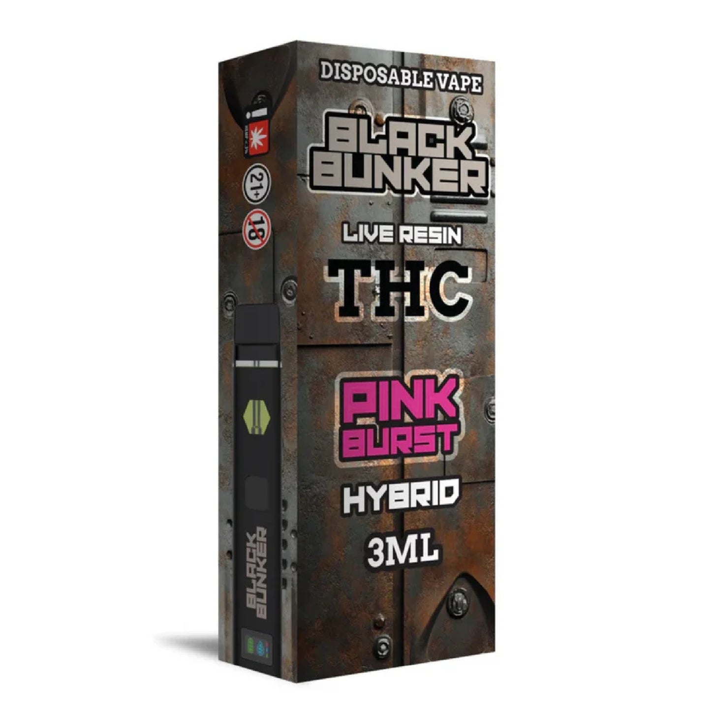 Black Bunker THC Live Resin Vaporizer - 3000mg Pink Burst (H) / 1 Pack