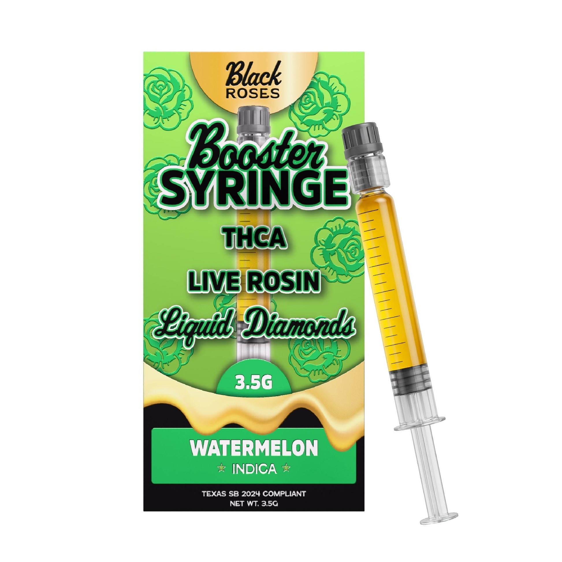 Black Roses Booster Liquid Diamonds THC-A Syringe - 3.5g Watermelon (I)
