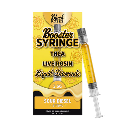 Black Roses Booster Liquid Diamonds THC-A Syringe - 3.5g Sour Diesel (S)