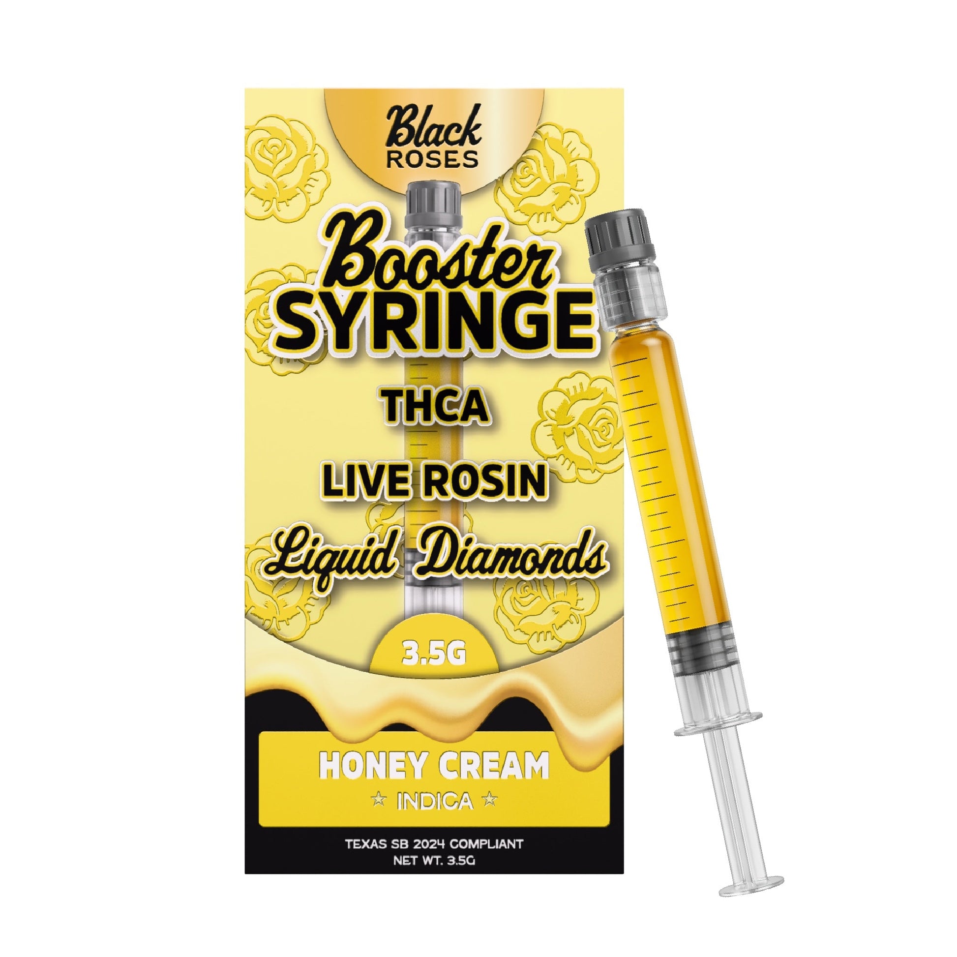 Black Roses Booster Liquid Diamonds THC-A Syringe - 3.5g Honey Cream (I)