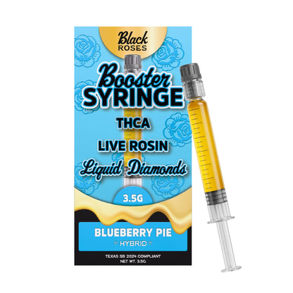 Black Roses Booster Liquid Diamonds THC-A Syringe - 3.5g Blueberry Pie (H)