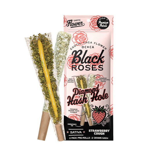 Black Roses Diamond Exotic THC-A Hash Holes - 4g (2ct) Strawberry Cough