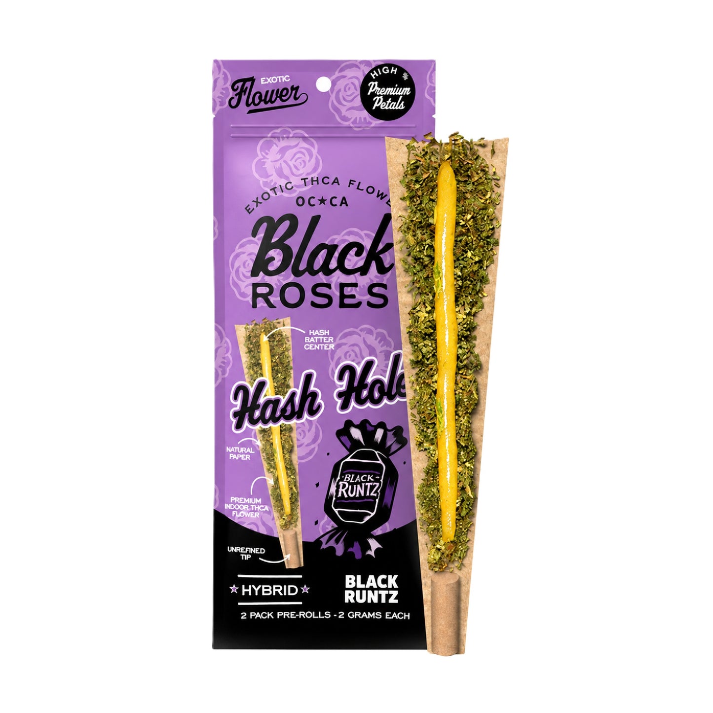 Black Roses Exotic THC-A Hash Holes - 4g (2ct) Black Runtz (H)