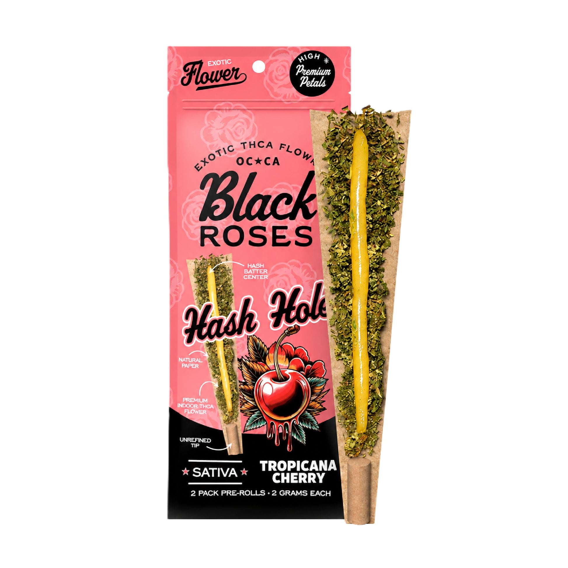 Black Roses Exotic THC-A Hash Holes - 4g (2ct) Trop Cherry (S)