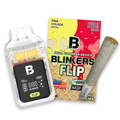 Blinkers Dual Chamber Ice Cream THC-A Device + Hash Hole - 2000mg Pina Colada / Cherry Sorbet