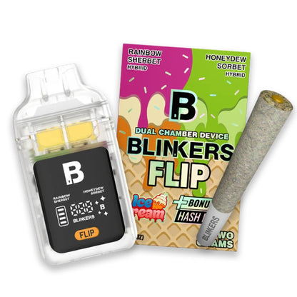 Blinkers Dual Chamber Ice Cream THC-A Device + Hash Hole - 2000mg Rainbow Sherbet / Honeydew Sorbet
