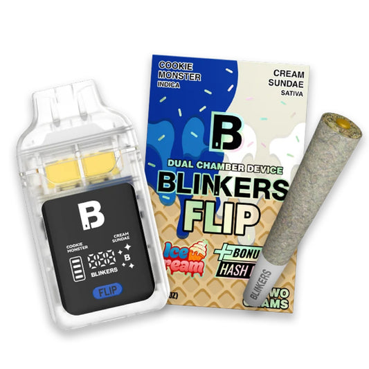 Blinkers Dual Chamber Ice Cream THC-A Device + Hash Hole - 2000mg Cookie Monster / Cream Sundae