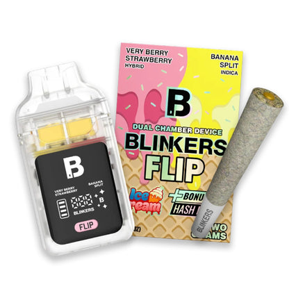 Blinkers Dual Chamber Ice Cream THC-A Device + Hash Hole - 2000mg Very Berry Strawberry / Banana Split