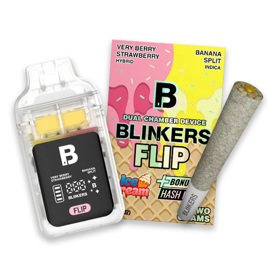 Blinkers Dual Chamber Ice Cream THC-A Device + Hash Hole - 2000mg Very Berry Strawberry / Banana Split