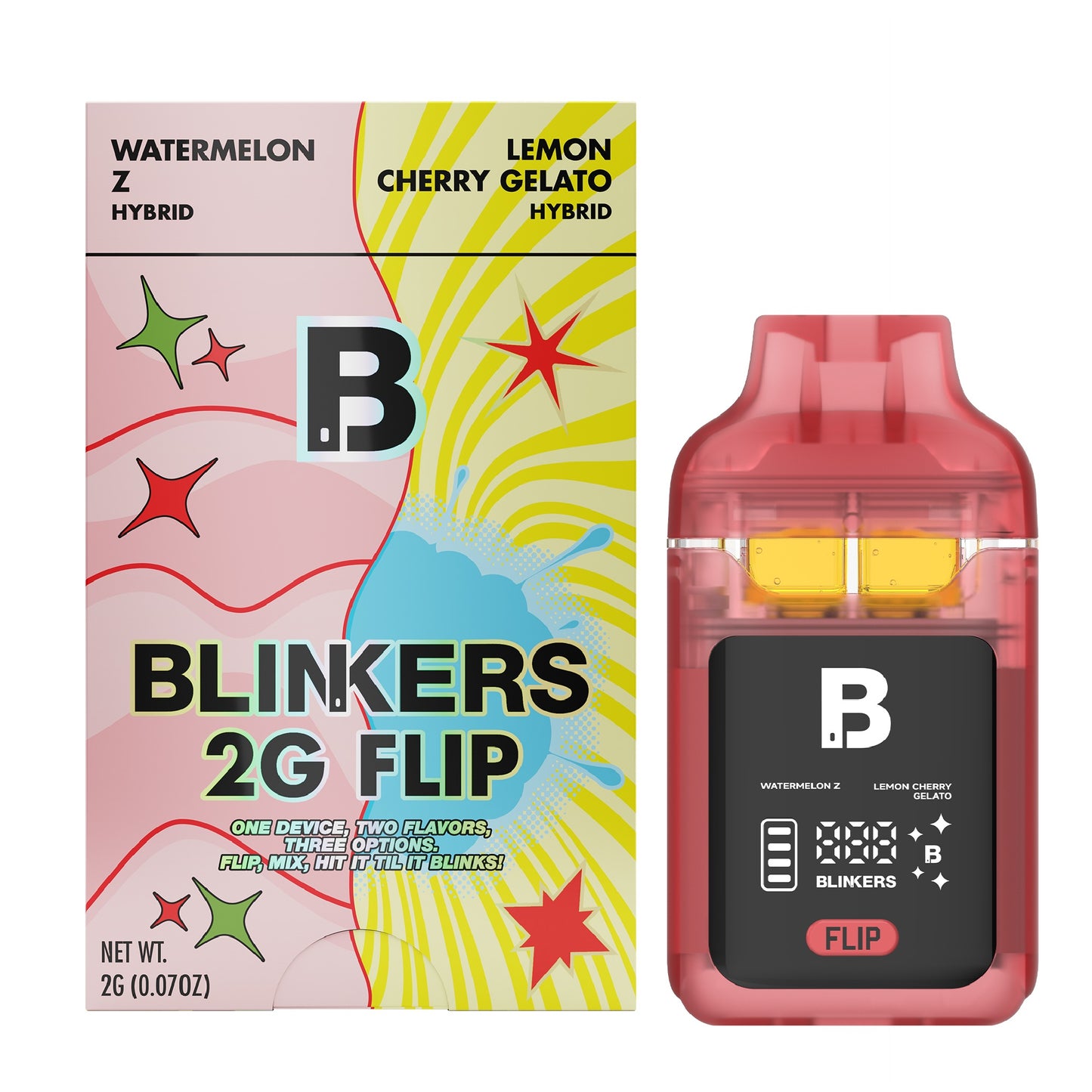 Blinkers THC-A Flip Vaporizer - 2000mg Watermelon Z/Lemon Cherry Gelato