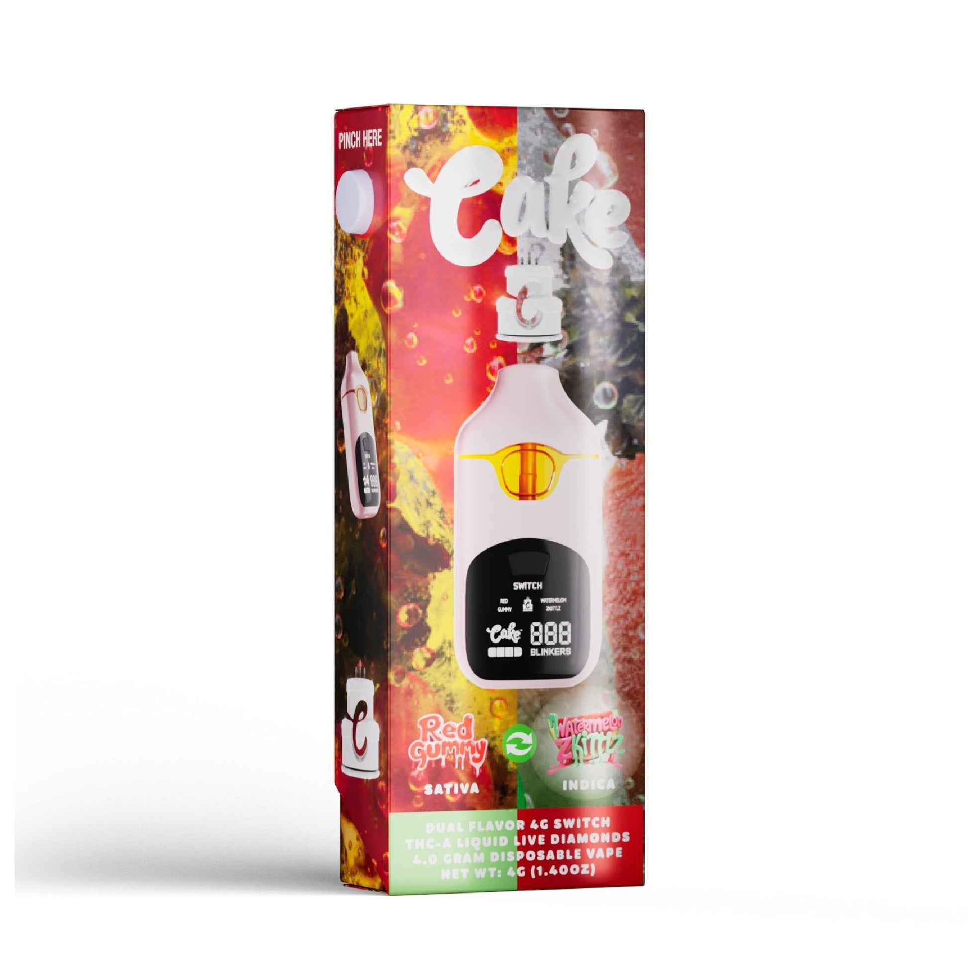 Cake Dual Flavor Liquid Live Diamonds THC-A Vaporizer - 4000mg Red Gummy (S) x Watermelonz Zkittlz (I)