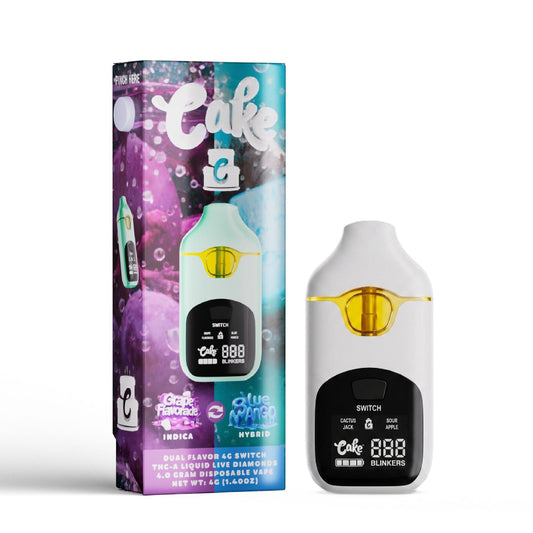 Cake Dual Flavor Liquid Live Diamonds THC-A Vaporizer - 4000mg Grape Flavorade (I) x Blue Mango (H)