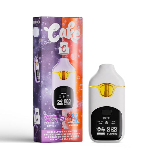 Cake Dual Flavor Liquid Live Diamonds THC-A Vaporizer - 4000mg Purple Haze (S) x Rocket Pop (H)