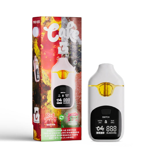 Cake Dual Flavor Liquid Live Diamonds THC-A Vaporizer - 4000mg Red Gummy (S) x Watermelonz Zkittlz (I)