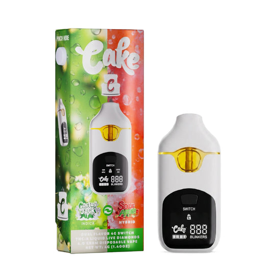 Cake Dual Flavor Liquid Live Diamonds THC-A Vaporizer - 4000mg Cactus Jack (I) x Sour Apple (H)