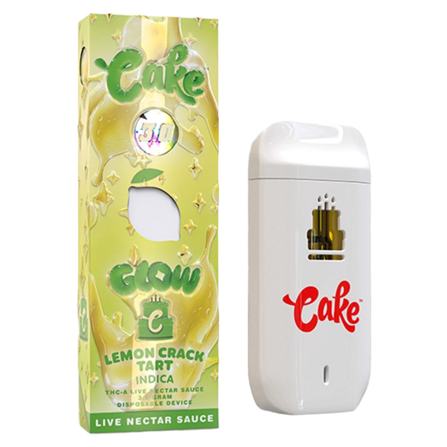 Cake GLOW THC-A Vaporizer - 3000mg Lemon Crack Tart (I)