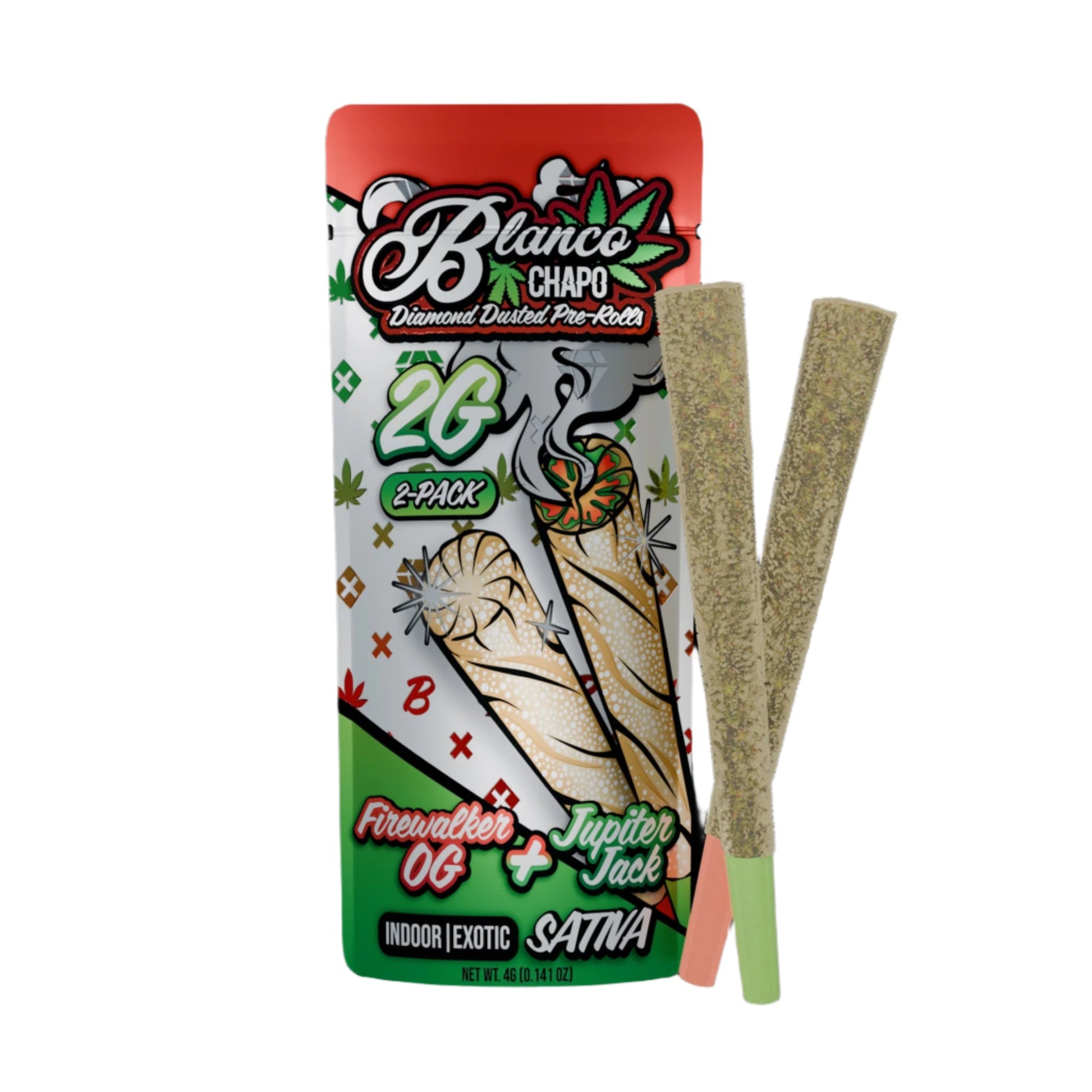 Chapo Blanco Diamond Dusted THC-A Duo Pre-Roll - 2g Firewalker OG + Jupiter Jack (S)