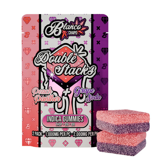Chapo Double Stacks THC-P Gummies - 2000mg Peach Panther (I) + Grape Soda (I)