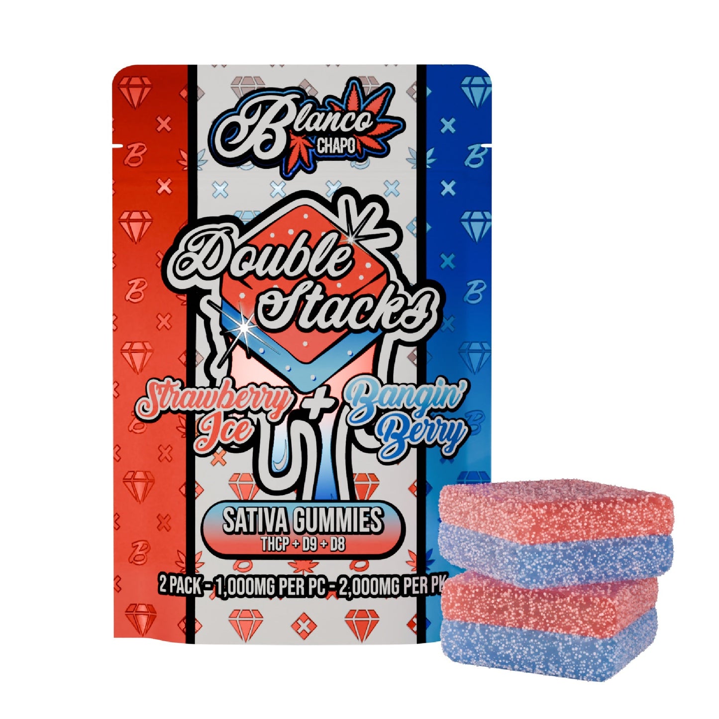 Chapo Double Stacks THC-P Gummies - 2000mg Strawberry Ice (S) + Bangin' Berry (S)