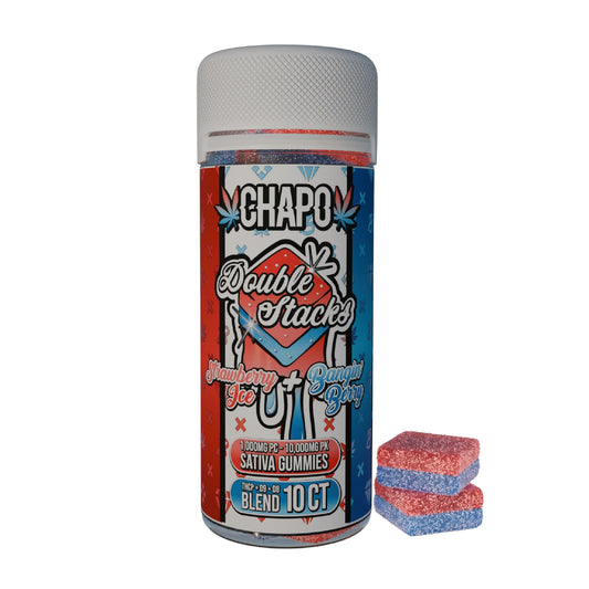 Chapo Double Stacks THC-P Gummy Jar - 10,000mg Strawberry Ice (S) + Bangin' Berry (S)