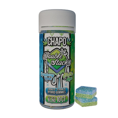 Chapo Double Stacks THC-P Gummy Jar - 10,000mg Raspberry Rain (H) + Electric Lime (H)