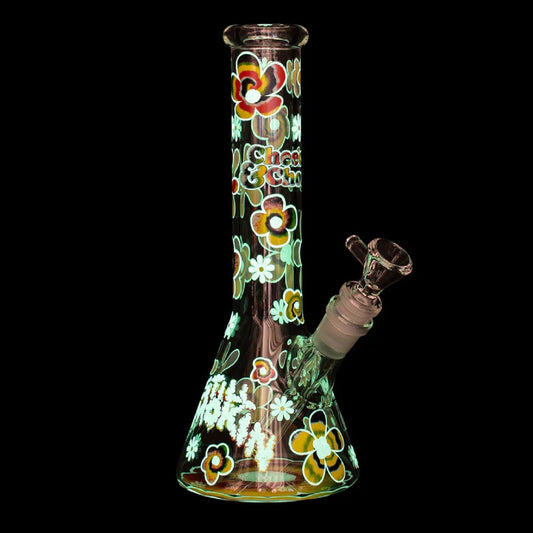 Cheech & Chong Glass GITD Bong - 10in